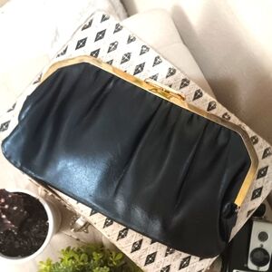 Vintage Black Leather Clutch